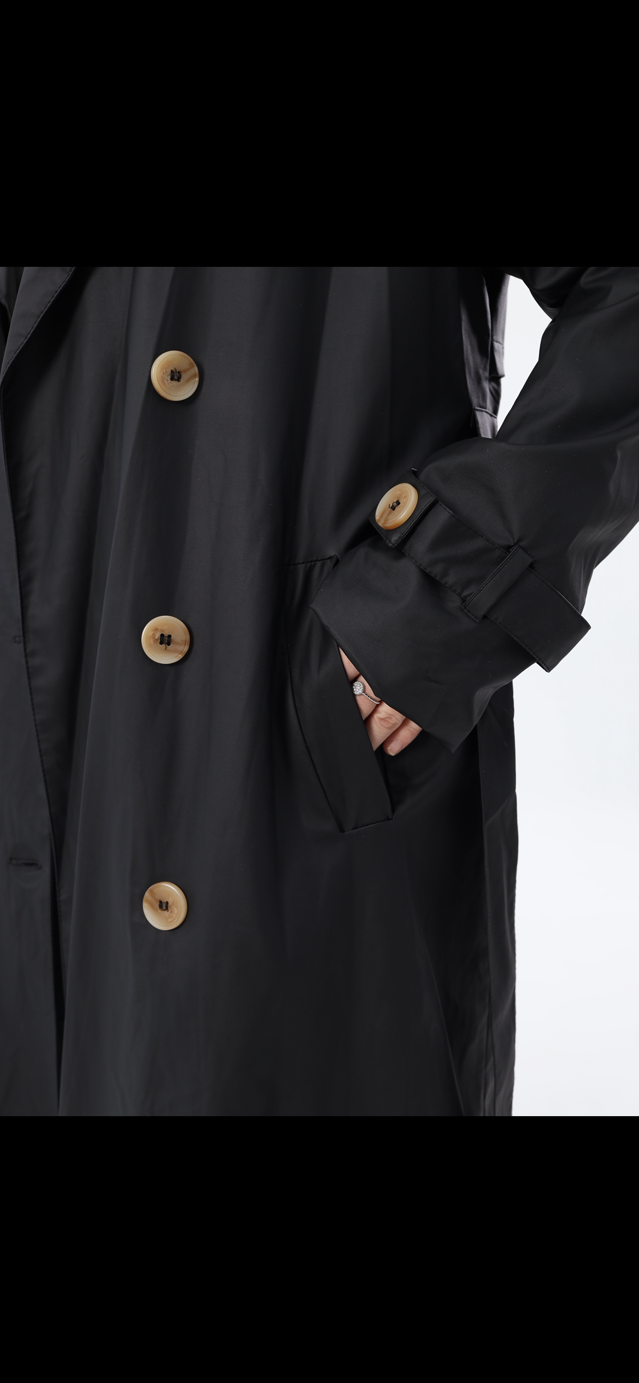 Black leather trench coat