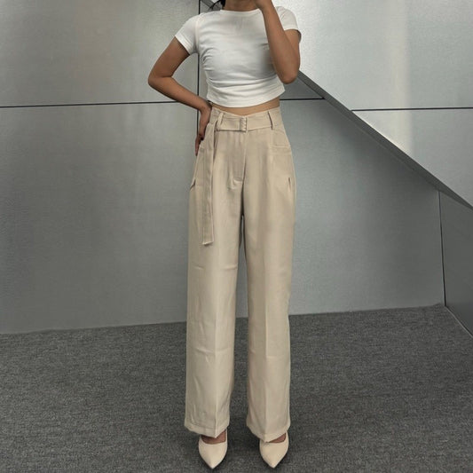 Queiora ‘s Belted  Winter Gabardine Trousers 