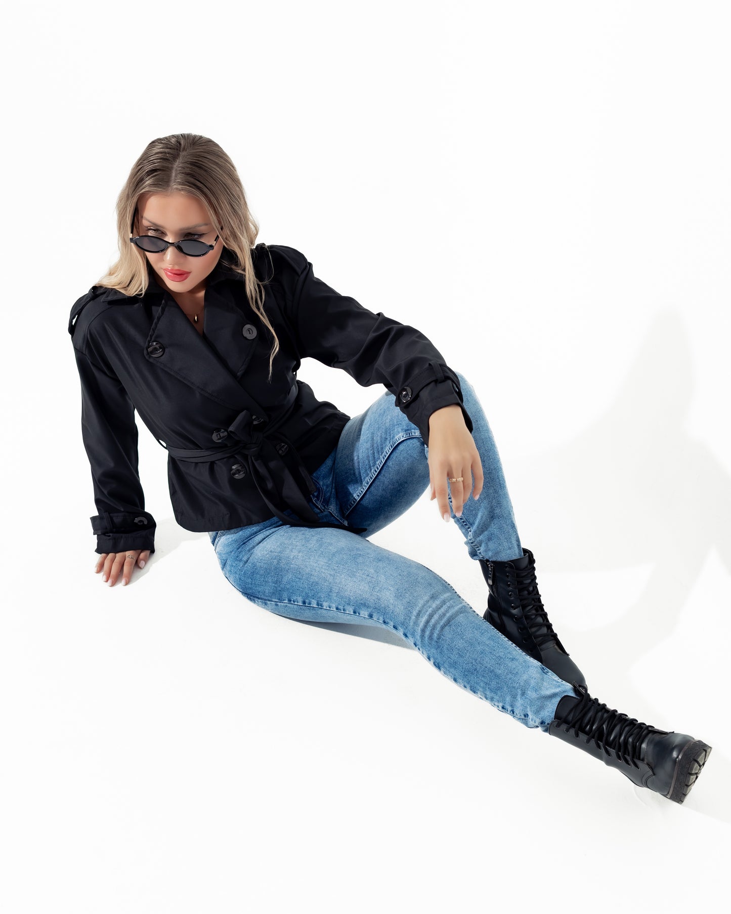 Queiora's Black Short Trench Jacket