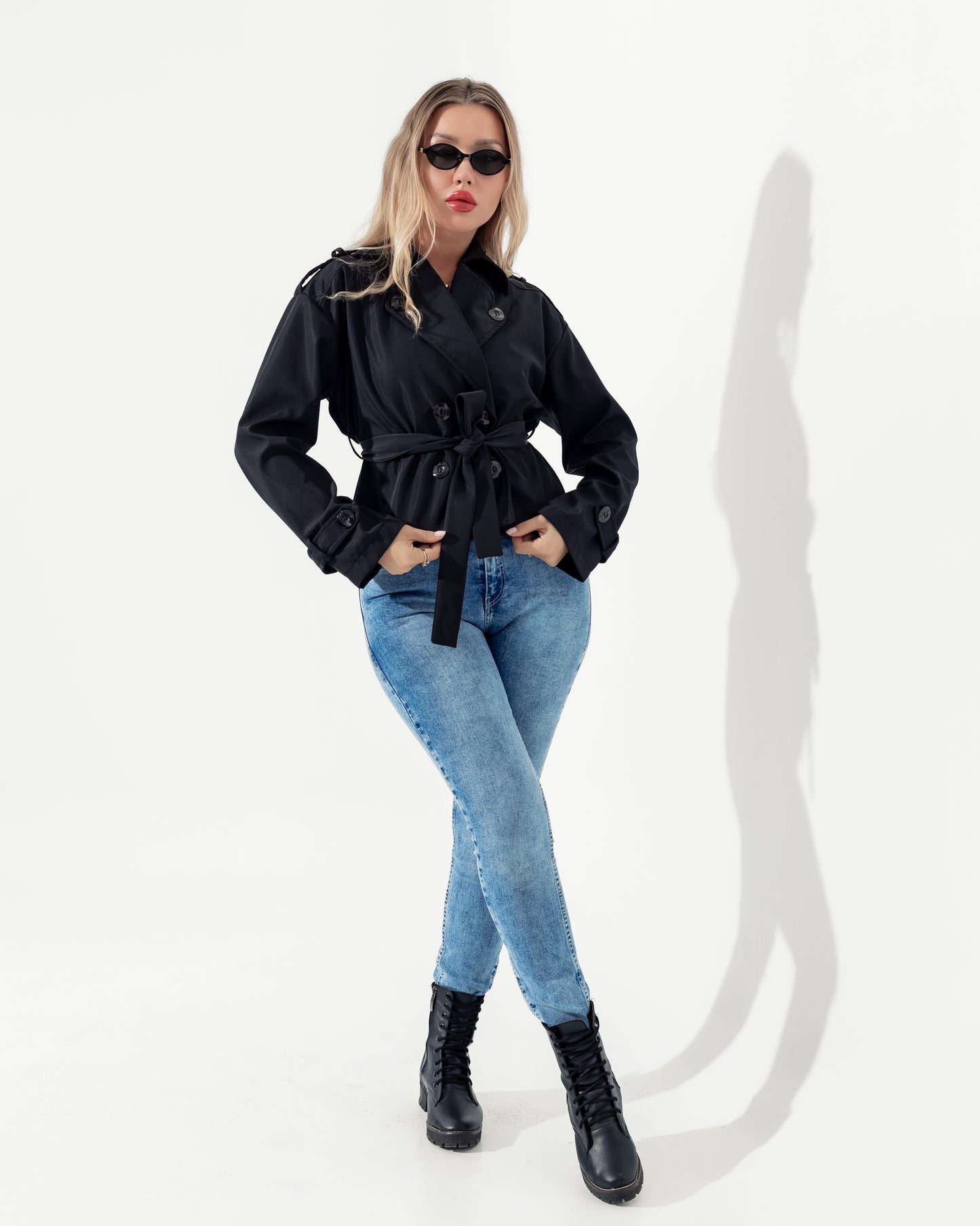 Queiora's Black Short Trench Jacket